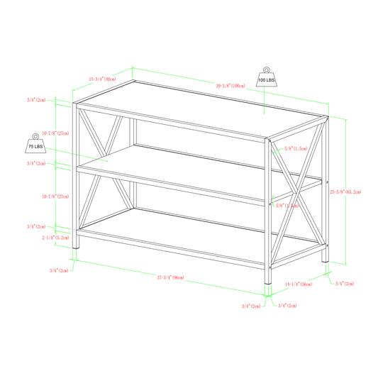 Walker Edison Gray Wash/White Metal X-Frame Industrial Wood Bookshelf